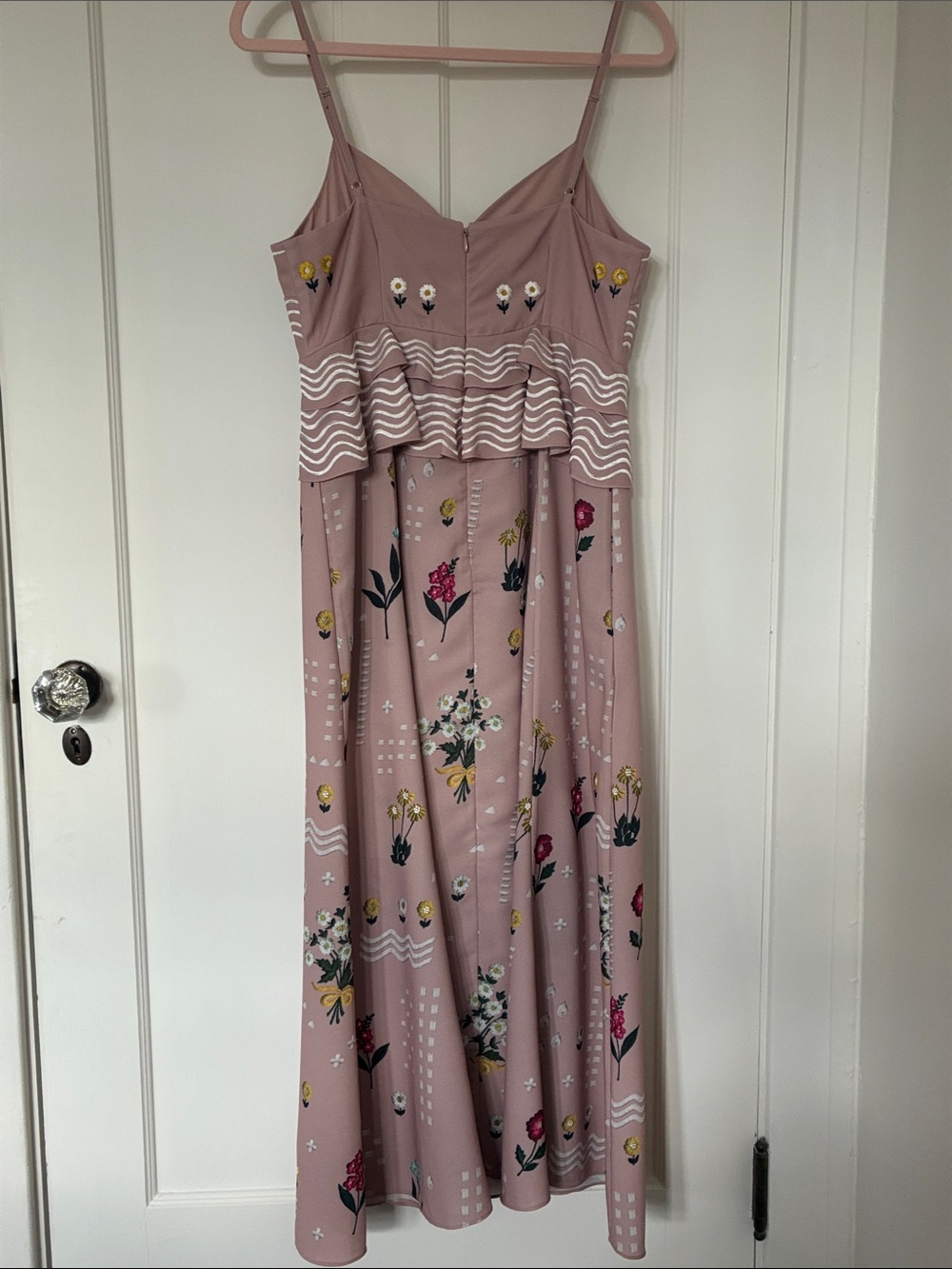 Sahil Kochhar for Anthropologie Mauve Pink Floral Tiered Midi Dress - Picture 3 of 4